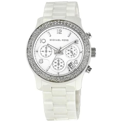 michael kors white ceramic watch links|Michael Kors glitz watch.